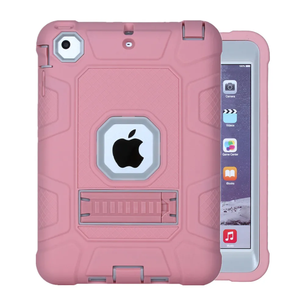 

For iPad Mini 1 2 3 Case Tablet Heavy Duty Armor Case For Mini3 PC+TPU Shockproof Kickstand Cover Kids Full Protection (XP0423)