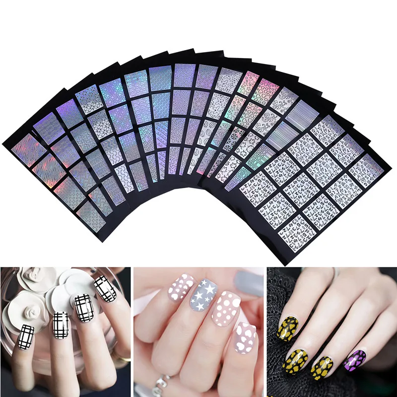 15pcs diy nail art hollow stencil sticker 30 different designs easy