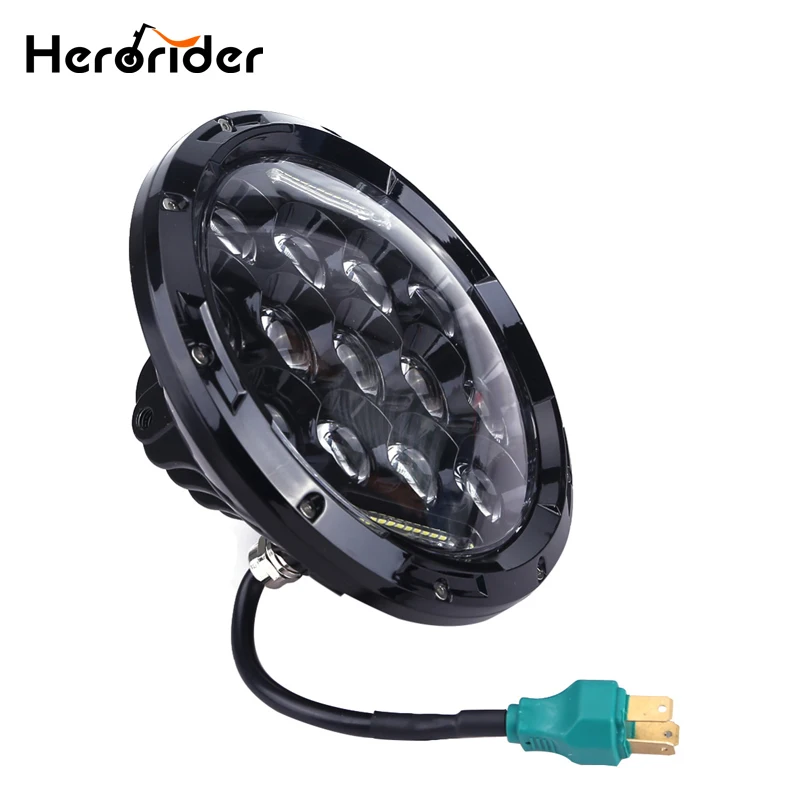Herorider 75w 7 Headlight Motorcycle Black high Low Beam 7inch Round Daymaker LED Head light Head Lamp DRL For Harley Davidson Herorider 75w 7 Headlight Motorcycle Black high Low Beam 7inch Round Daymaker LED Head light Head Lamp DRL For Harley Davidson