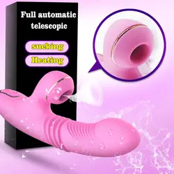 Автоматический телескопический сосать вибратор "Магический Жезл" массажер USB зарядка Вибраторы для женщин нагрева Мастурбация Секс