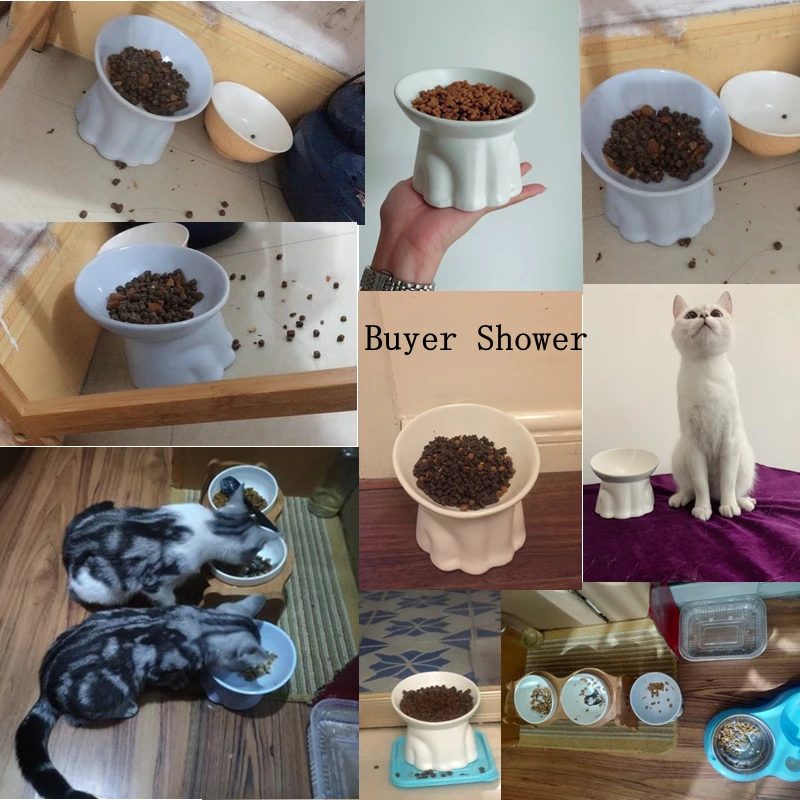 Pet Dog Cat Ceramics Bowl Classical Cervical Health Protective Bowl High Base Water Food Feeder Puppy Kitten Pet Feeding