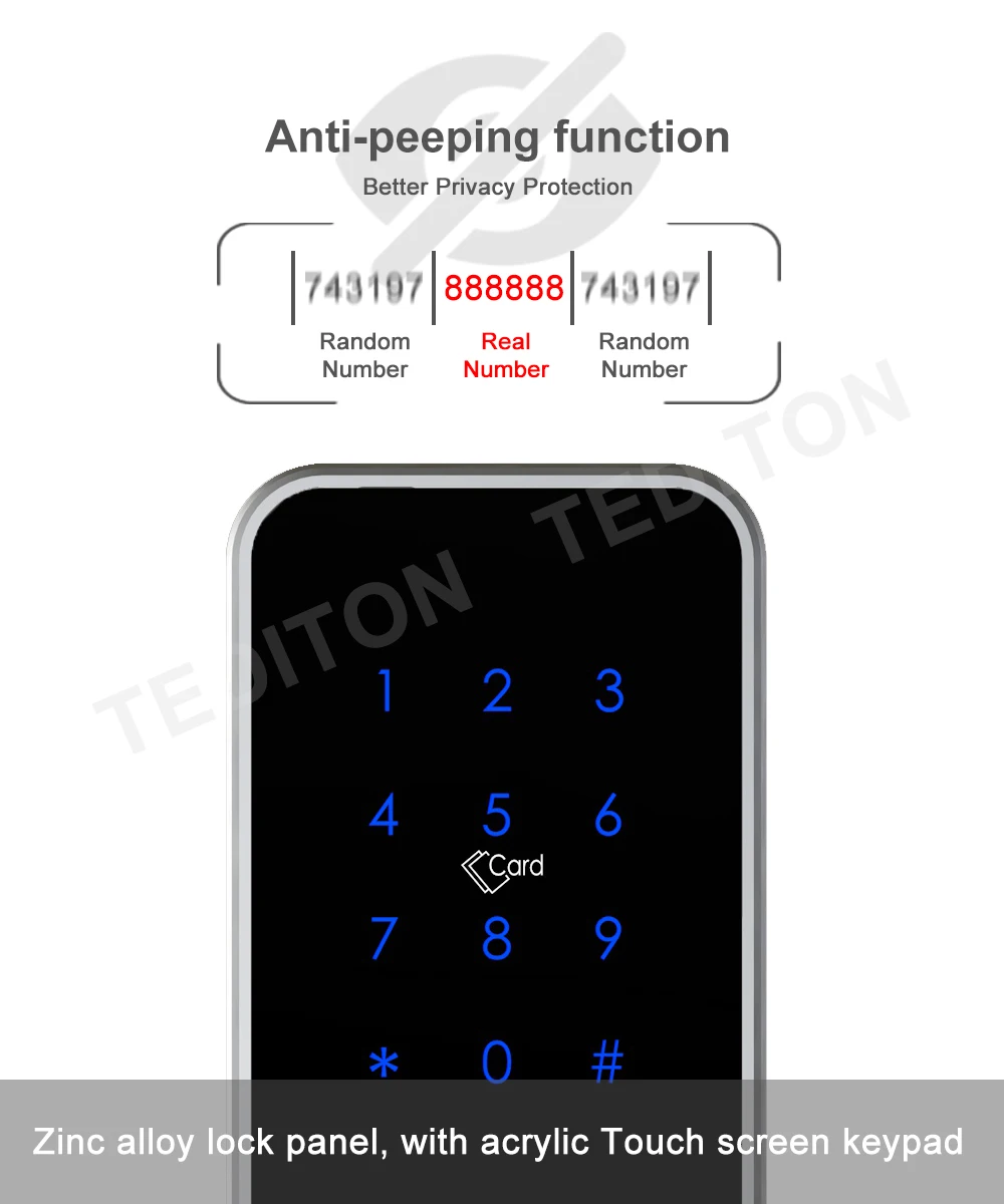TT замок приложение безопасности электронный дверной замок, wifi смарт сенсорный экран замок, цифровой код клавиатуры Засов для дома отель квартиры