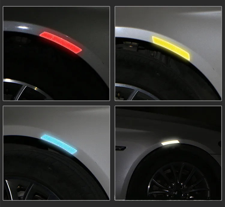 

2pcs Car Reflective Strip Stickers Warning Wheel Rim Eyebrow Safety Warning Light Reflector Protective Sticker Car Styling