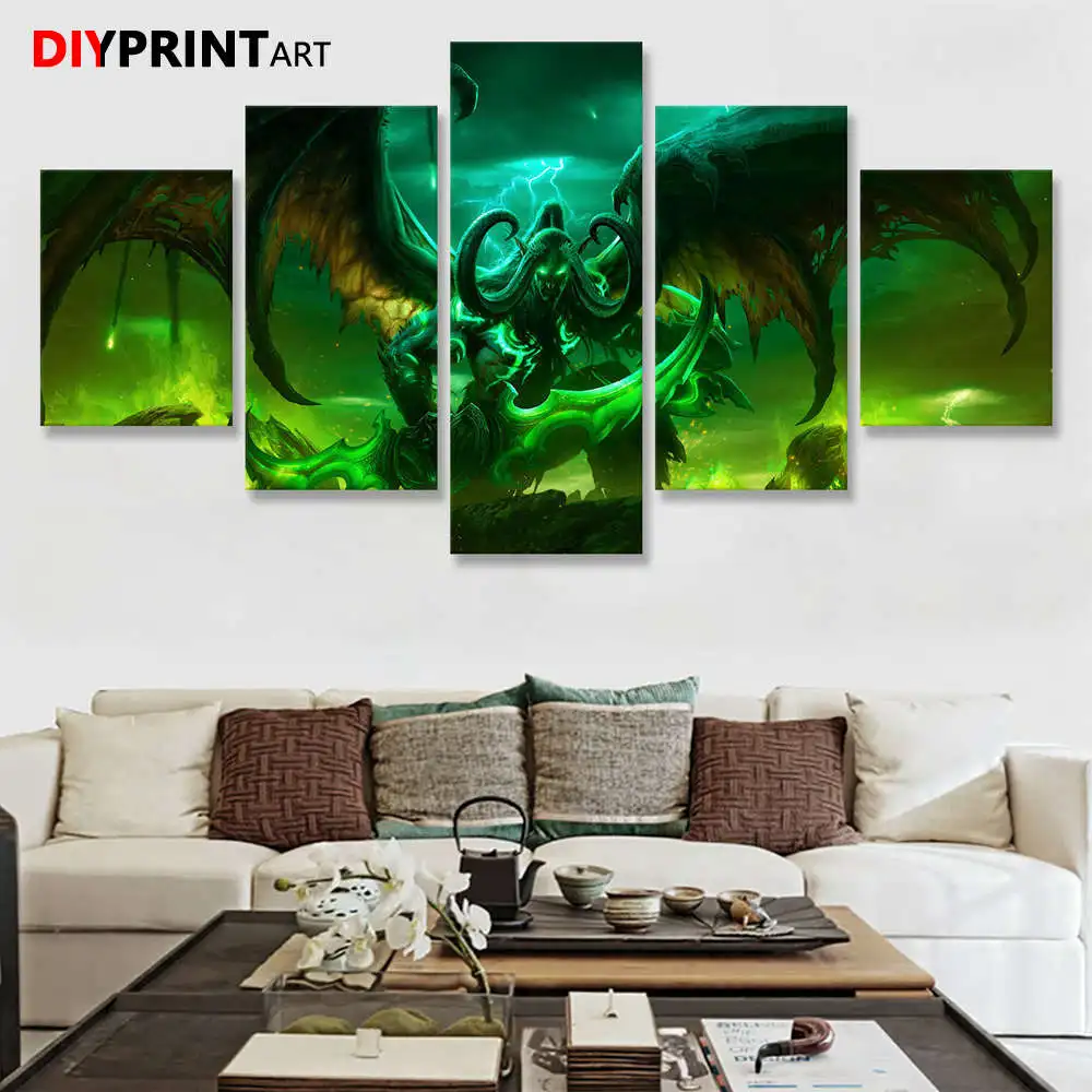 Постеры и печатные картины игровой постер Wow Demon Illidan 5 панелей настенная живопись