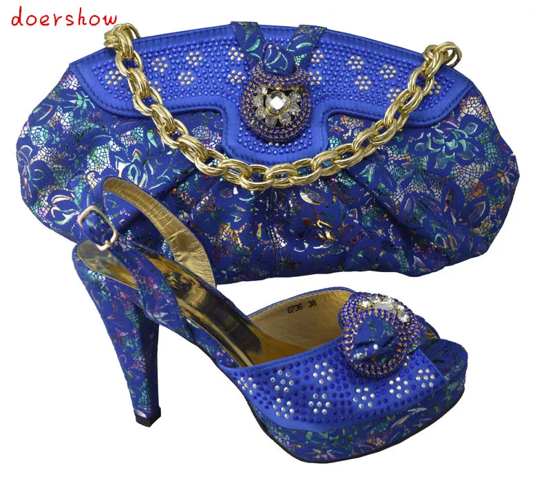 Doershow! итальянские женские туфли в комплекте с сумочкой высокого качества, последние обуви и сумочки в африканском стиле со стразами! HP1-30