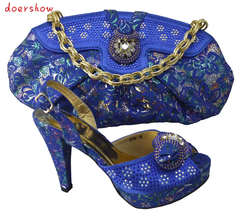 doershow!top quality Italian ladies shoes and matching bag set,latest pattern African shoes and bag with rhinestones! HP1-30