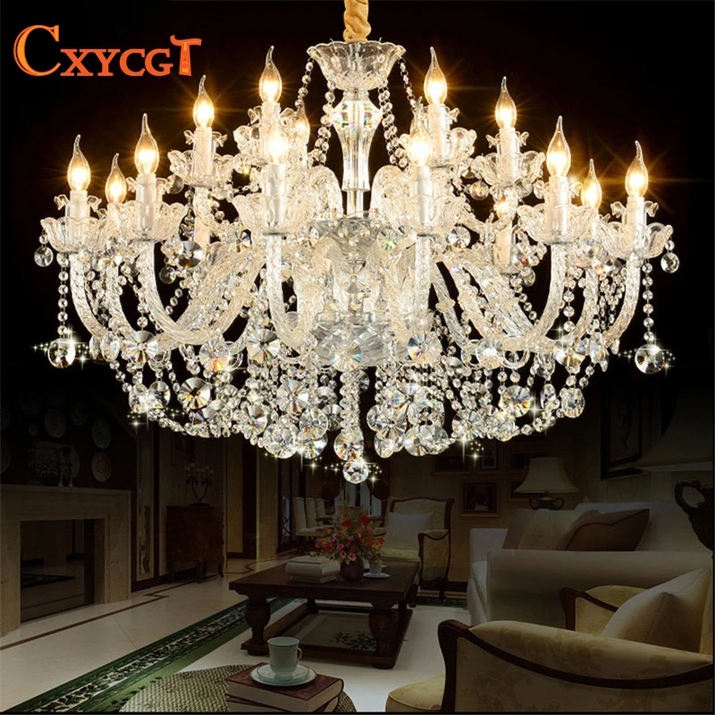 

European Style K9 Crystal Chandelier Light Fixture Luxury Indoor Lamp For Living Room Hotel large Chandelier Lighting