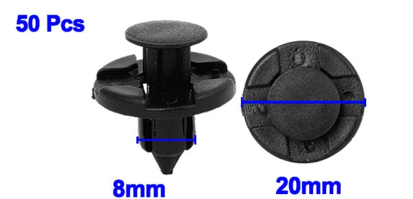 50x8 мм отверстие Универсальный черный заклепки авто крепеж бампер нажимные зажимы планки