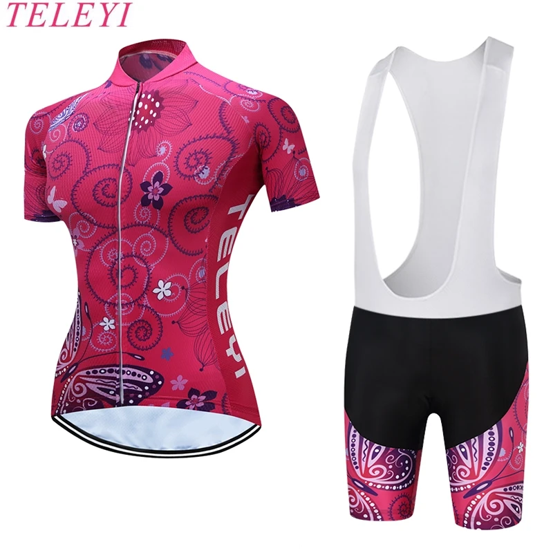 

Women Cycling Jersey Sets teleyi Brand Ropa De Camisa Ciclismo Short Sleeve Bike Clothing Sport Jerseys Cycling Set BX-0209W021