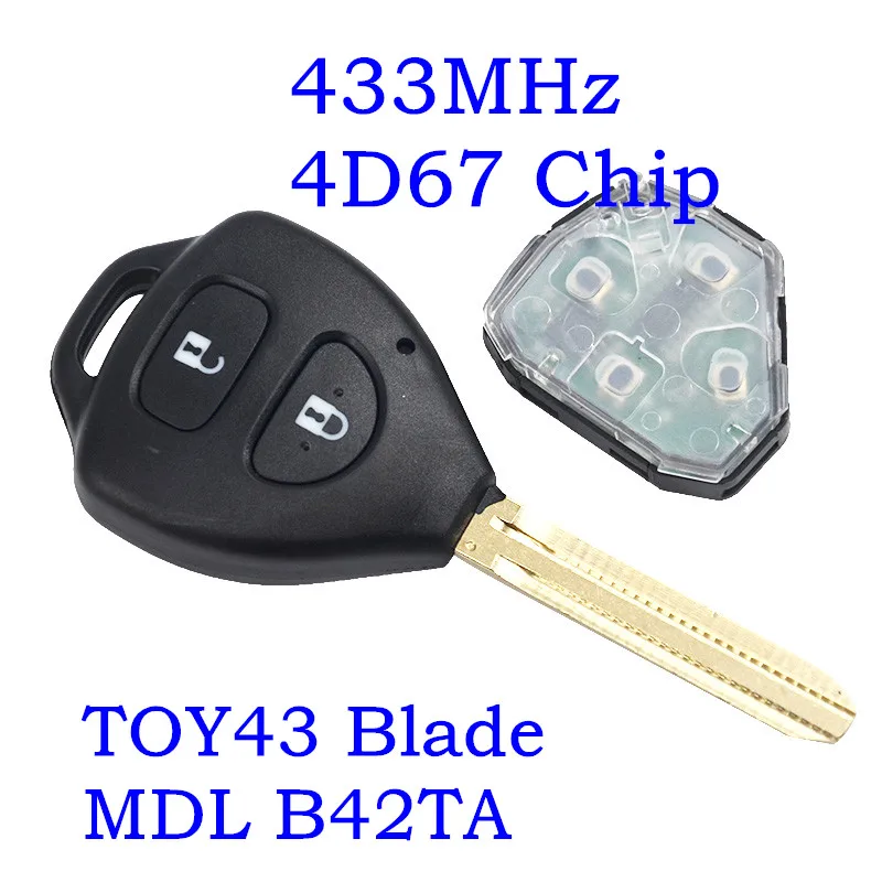 RMLKS Новый дистанционный Ke 2 кнопки 433 МГц G чип для Toyota 2006 2011 HILUX VIGO с чипом 4D67 MDL B41TA