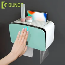 GUNOT Waterproof Toilet Paper Holder Multi-function Storage Box Wall Mounted Tissue Box Plastic Portable Toilet Paper Holder