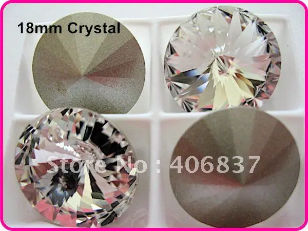 

100pcs/Lot, Color Clear/Crystal 18mm Rivoli Crystal, Free Shipping! Chinese Top Quality Crystal Rivoli