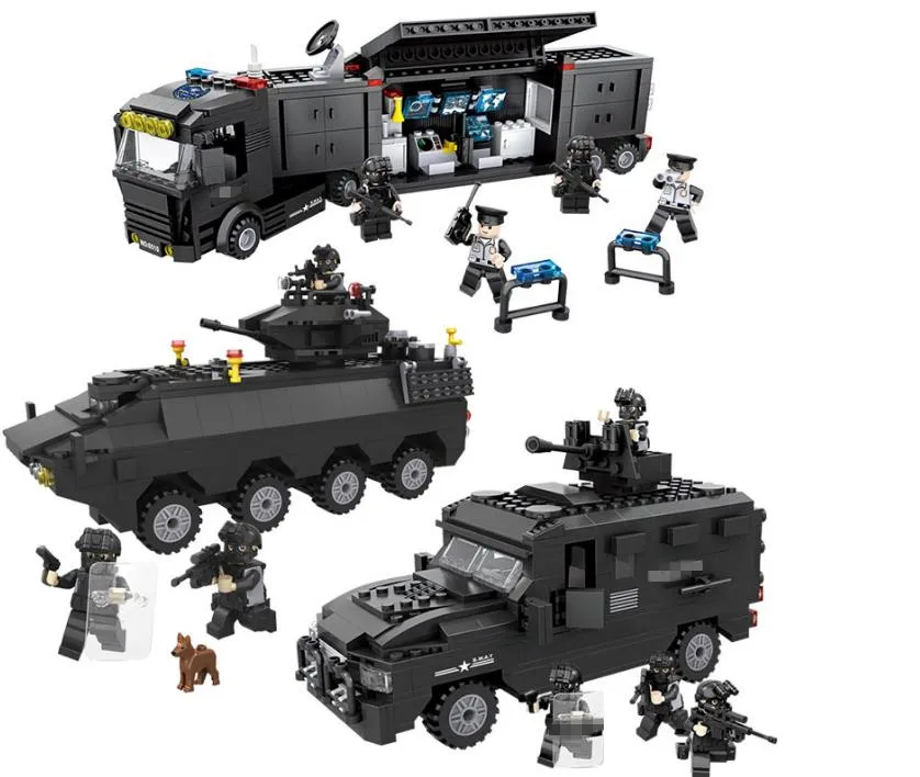 

New Special forces Police Command Vehicle Model Building Blocks DIY bricks toys gift for children Compatible Military Car