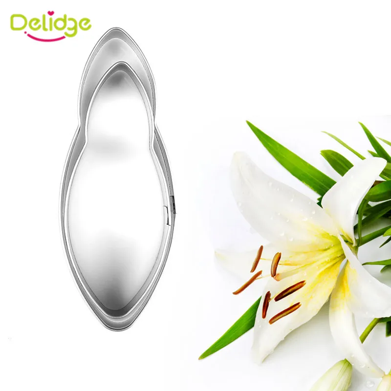 

Delidge 2pcs/set Stainless Steel Lily Flower Cookie Cutter Biscuit Fondant Cake Decorating Mold Wedding Baking Pastry Tools