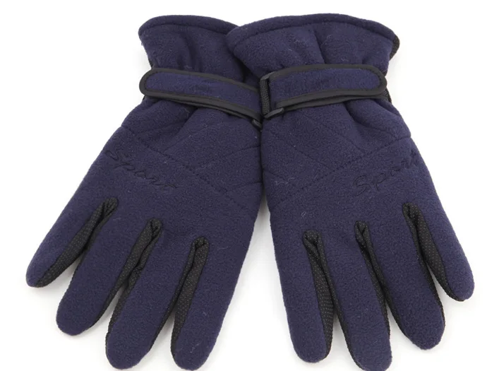 Зимние для верховой езды теплые утолщенные три слоя ветрозащитный теплый флис для походов восхождение перчатки - Цвет: Darkblue