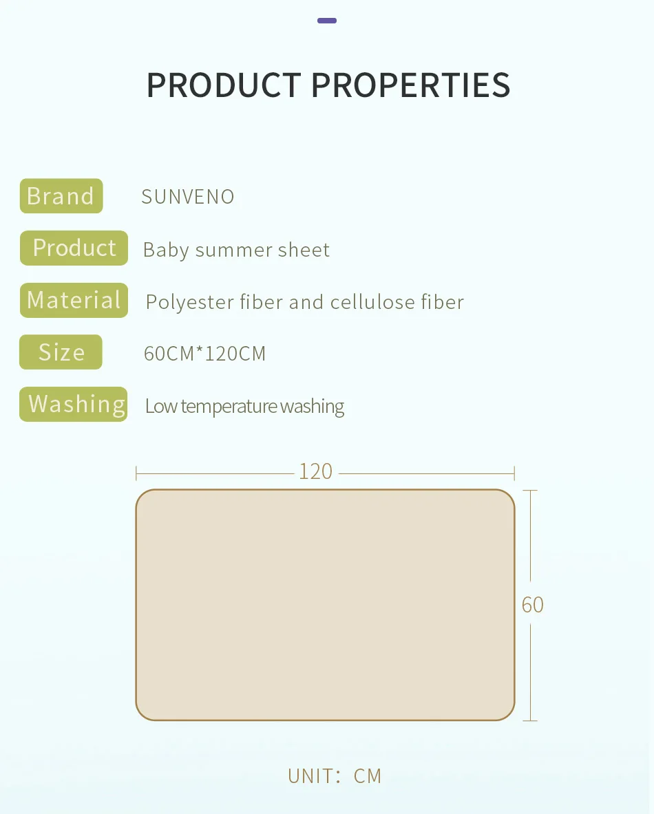 SUNVENO/простыня для новорожденных; летняя дышащая простыня; классный шелк; детское постельное белье с подушкой; детская простыня; 120x60 см