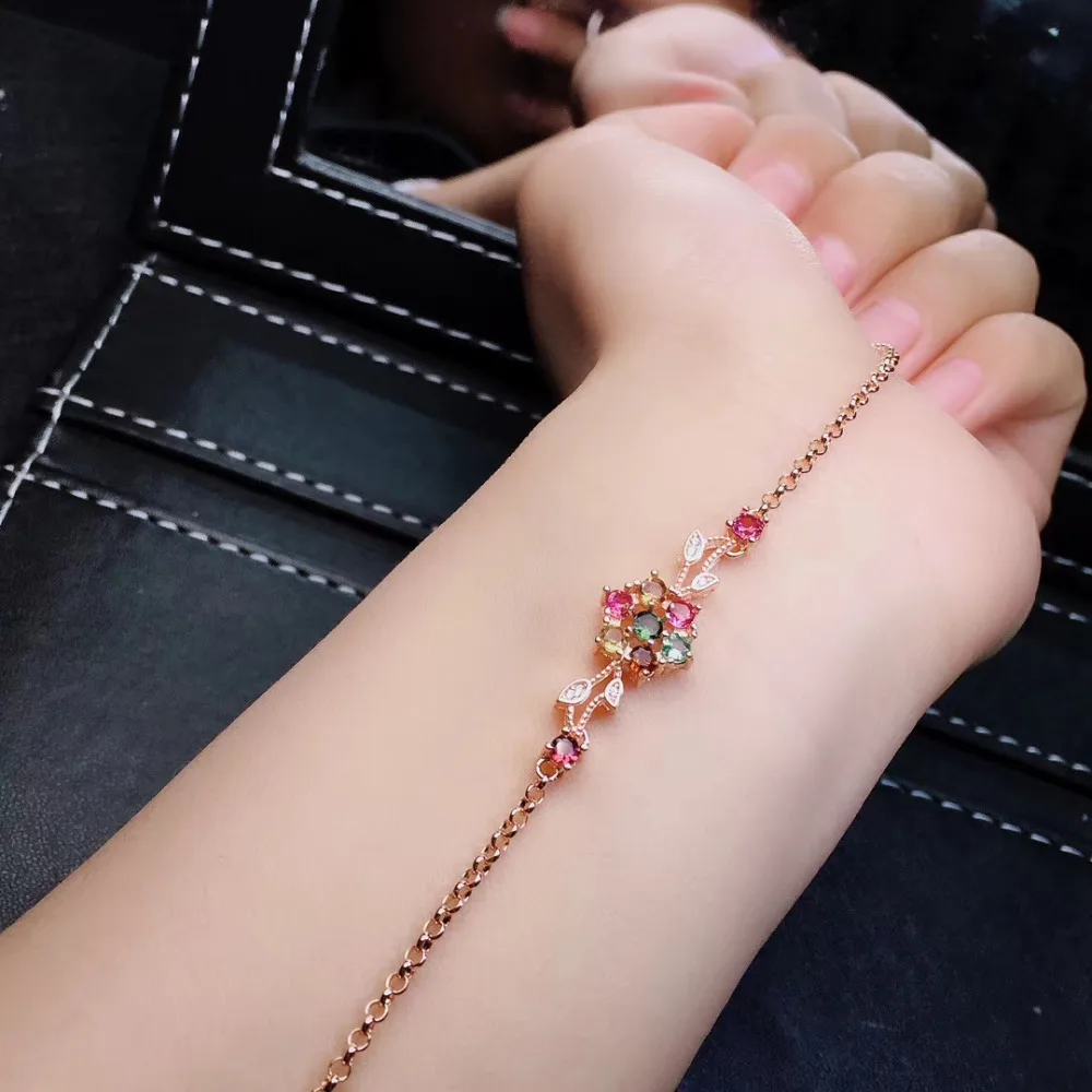 Bracelet en tourmaline multicolore naturelle Bracelet en pierres précieuses naturelles bracelet en