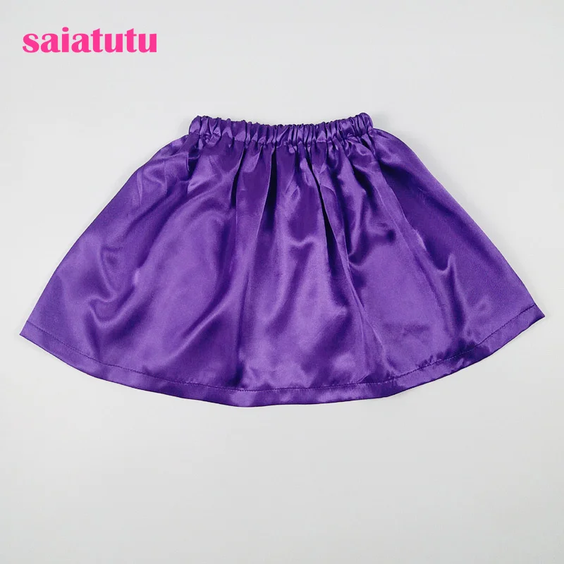 Яркие фиолетовые Сатиновые летние юбки-пачки для маленьких девочек, детский танцевальный костюм, короткая юбка, юбка-американка, одежда Falda