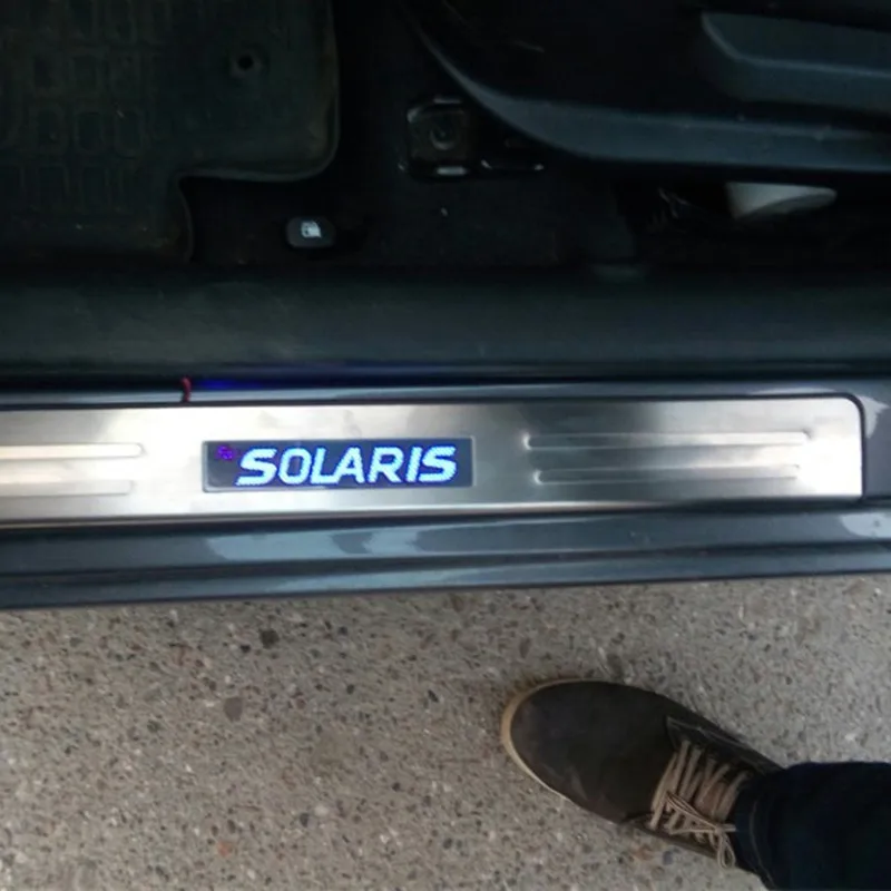 Solaris автомобильный порог протектор светодиодный светильник нержавеющая сталь порога Накладка для HYUNDAI Solaris 2010