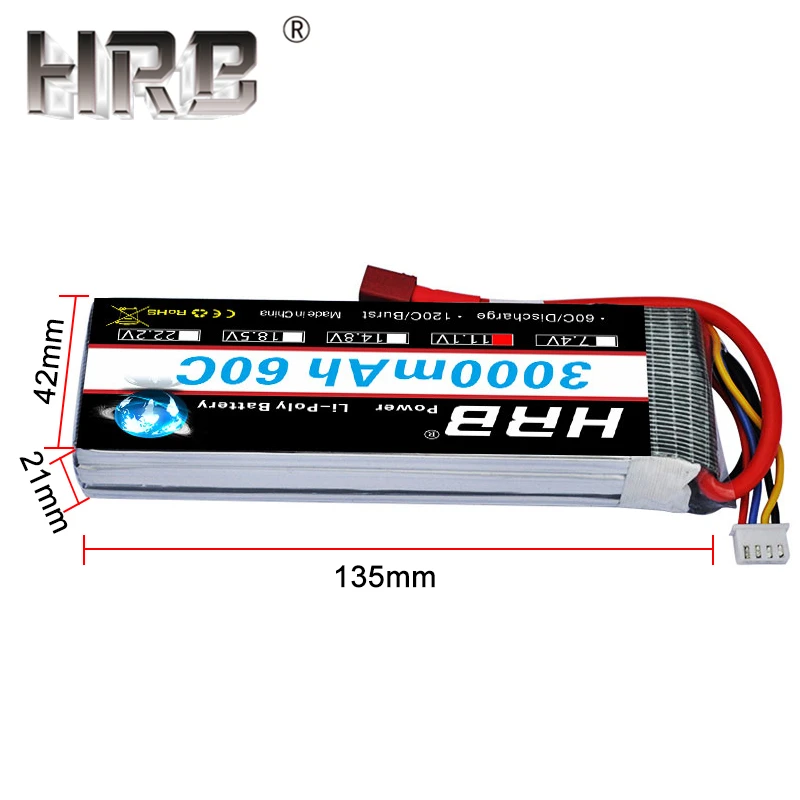 HRB 3000mAh Lipo батарея 11,1 V 3S 60C XT60 EC5 T Dean XT90 разъемы RC части для Traxxas автомобили, вертолет, самолет, Квадрокоптер