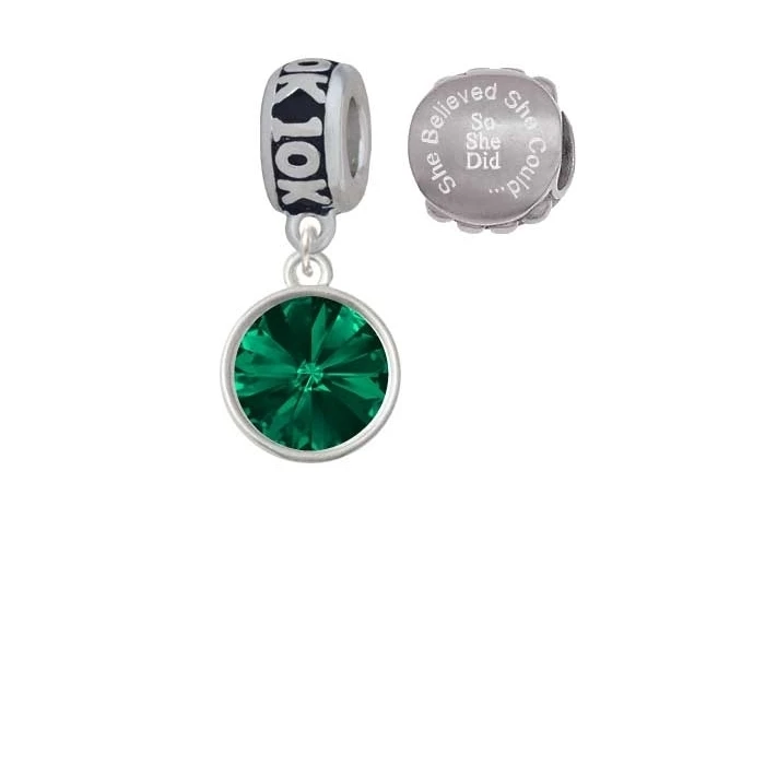 12mm Crystal Rivoli - Green 10K Run She Believed She Could Charm Beads (Set of 2)