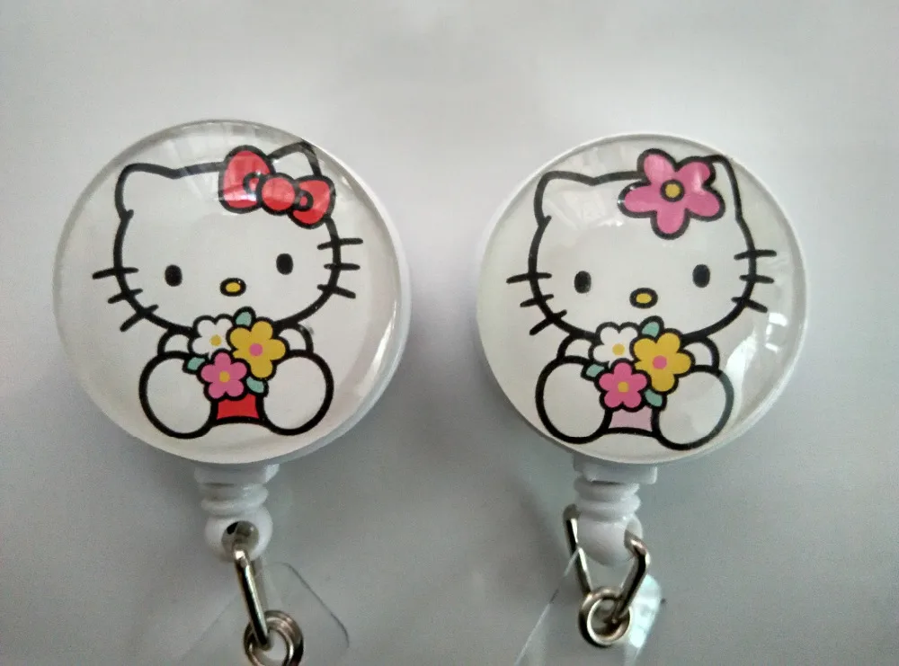 

Cute Hello kitty Retractable id badge reel holder 10pcs/lot