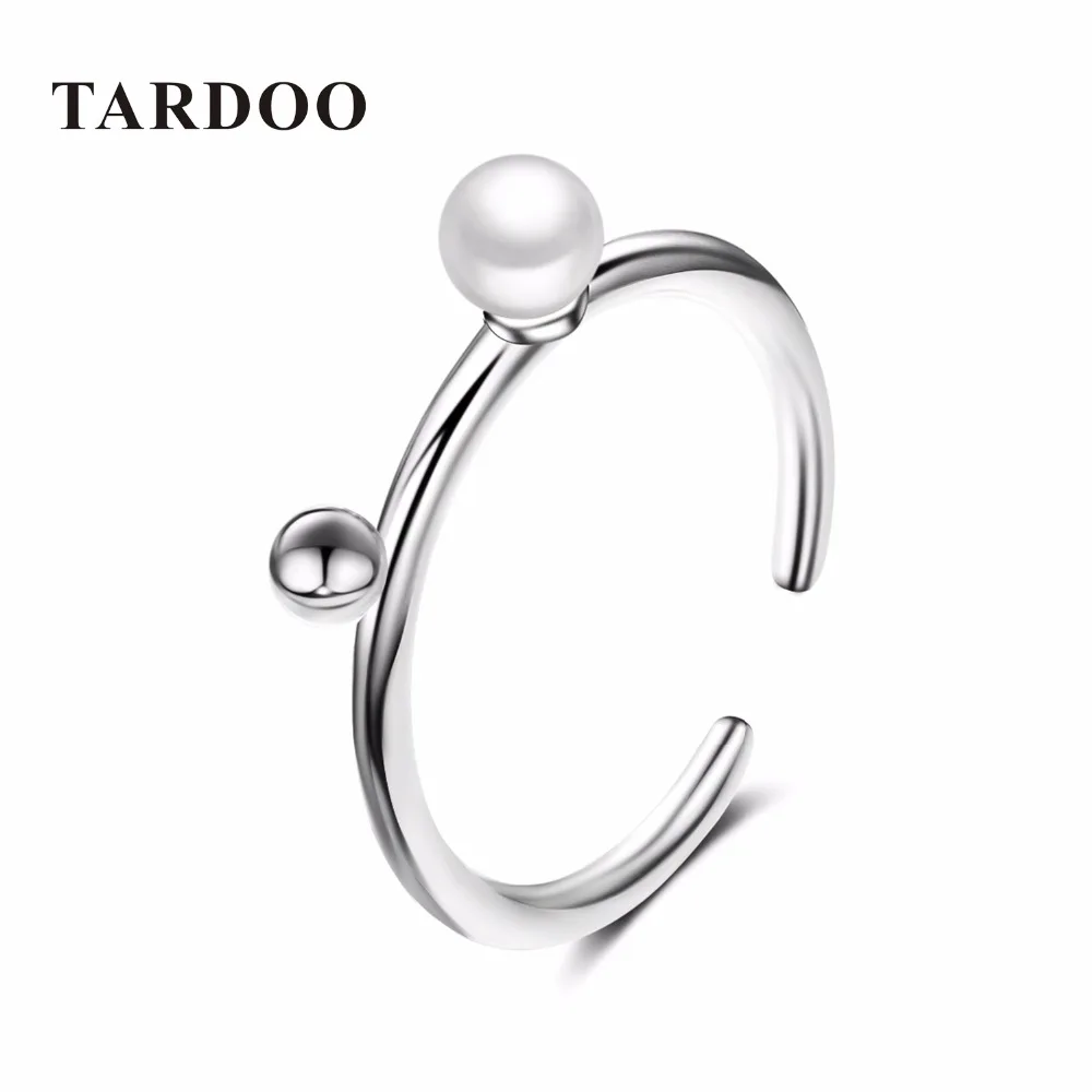 Tardoo Stylish Simple Cuff Adjustable Bridal Rings for Women Noble 925 Sterling Silver Pearls Love Ring