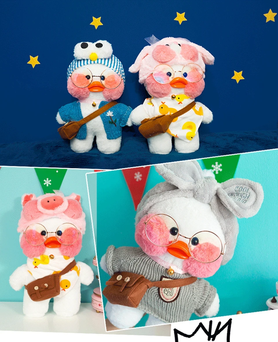 New Hot 30CM Kawaii LaLafanfan Cafe Duck Plush Toy Cartoon Animal Cute Doll Soft Hair Filled Children Dolls& stuffed Toys Gifts