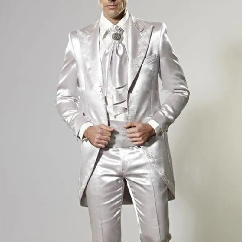 

New Custom made New Design Groom Tuxedos mens suits Slit Fit Peaked Lapel Jacket Formal Party prom men Suit (Jacket+Pants+Tie)