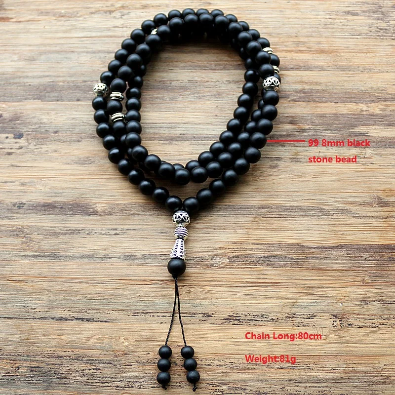 8mm and 6mm black beads with Alloy charm Shape 99 Prayer Beads Islamic Muslim Tasbih - Image 2