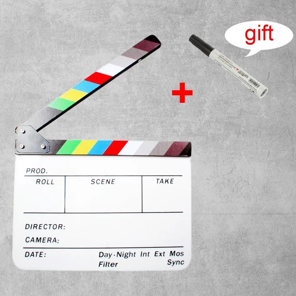 Prix pour 30x25 cm Coloré Clapper Board Slate Directeur TV Film Film Acrylique D'action Clap + Livraison Stylo Prix pour 30x25 cm Coloré Clapper Board Slate Directeur TV Film Film Acrylique D'action Clap + Livraison Stylo