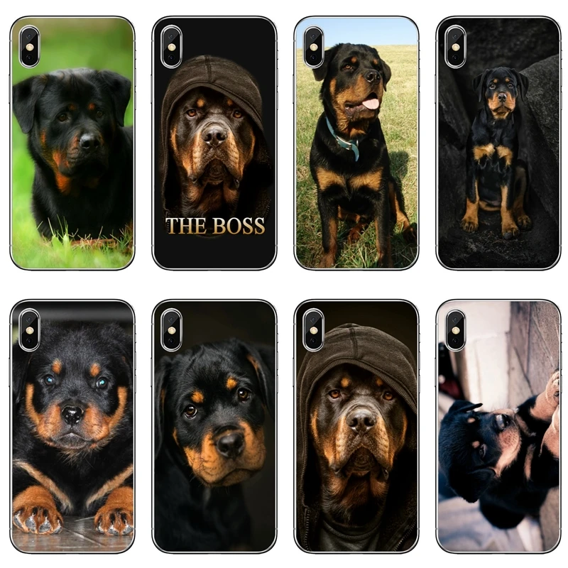 

black Rottweiler puppy dog phone case For iPhone 8 7 6s 6 plus XR X XS Max SE 5s 5c 5 4s 4 iPod Touch soft cover