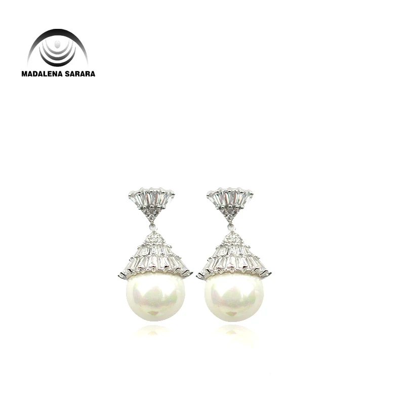 

MADALENA SARARA S925 Needle Dangle Earring Red AAAA Cubic Zirconia And Crystal Inlaid Umbrella Style Girl's Earring