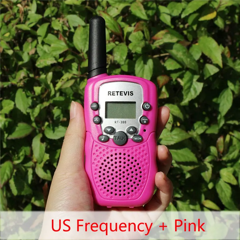 1 шт. Retevis RT388 мини рация детская радио 0,5 Вт 8/22CH VOX фонарик удобный КВ трансивер Подарок детская игрушка радио J7027 - Цвет: US Freq and Pink