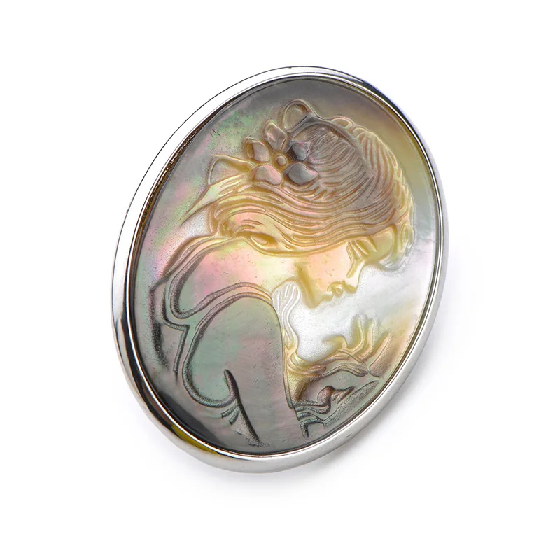 

Wuli&Baby Natural Shell Queen Head Women Brooches Alloy Metal Shell Girl Banquet Weddings Brooch Badge Gift Scarf Buckle