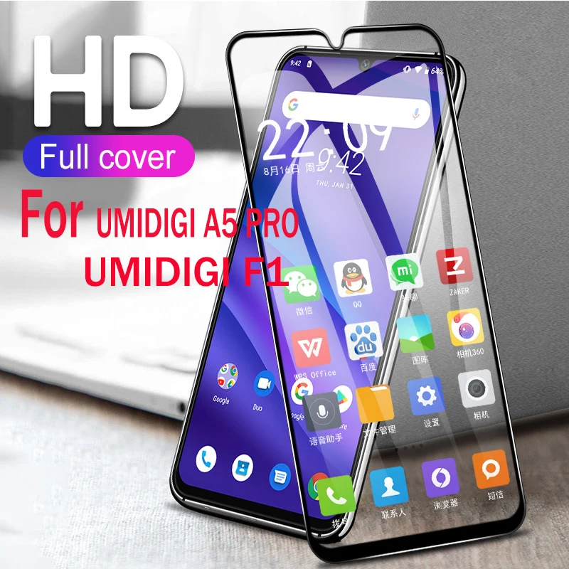

Termpered Glass For UMIDIGI A5 Pro F1 Full Cover Screen Protector Precise hole position Film For UMIDIGI A5 Pro Umidigi F1 6.3"