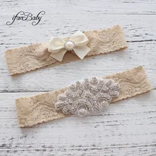 Модные настраиваемые свадебные кружевные подвязки Стразы Бант Цветок центр женские подвязки