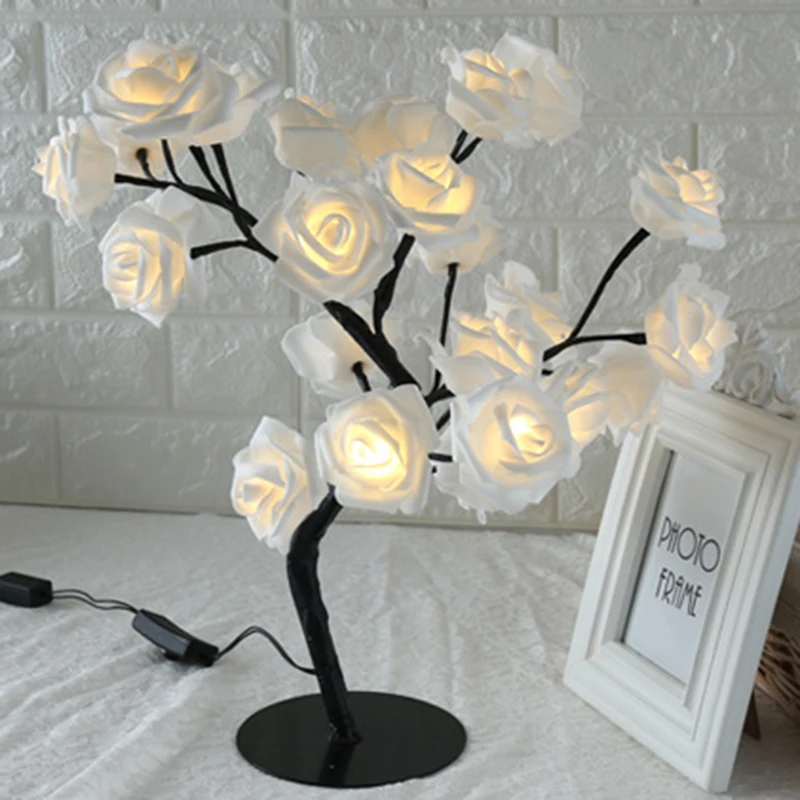Rose Shaped Table Lamp Flower Rose Tree Decorative Light for Living Room Bedroom HYD88 Rose Shaped Table Lamp Flower Rose Tree Decorative Light for Living Room Bedroom HYD88