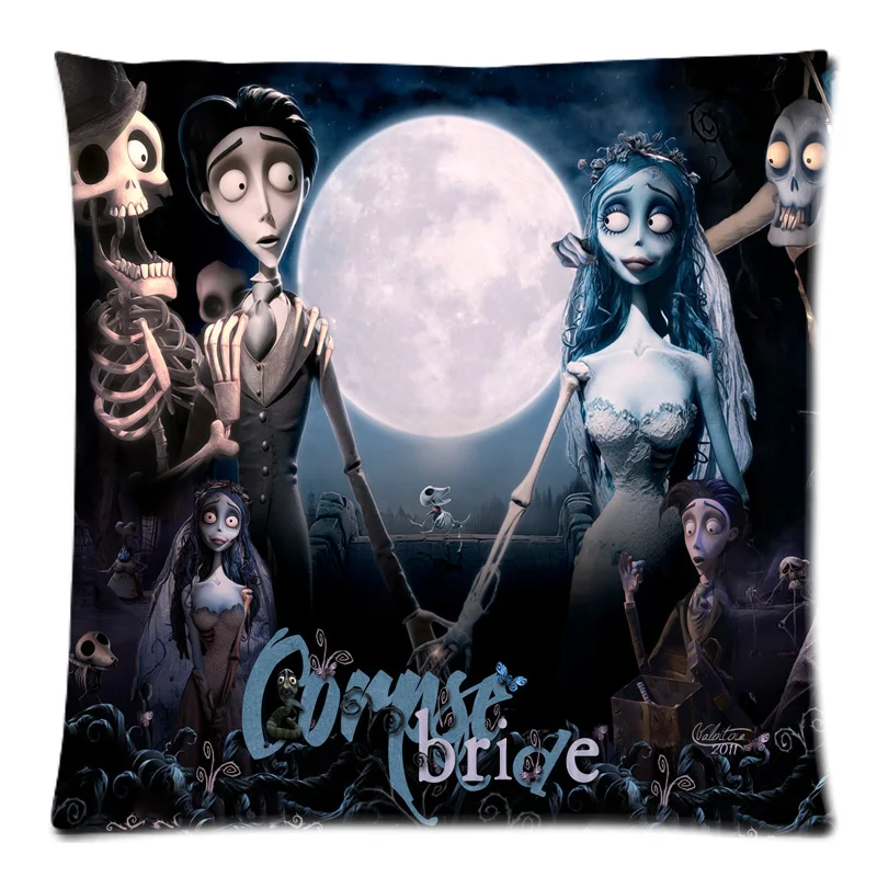 

Decorative Cushion Cover Corpse Bride Throw Pillow Case for Sofa Bed Cotton Linen Pillow Slip Christmas Gift 18"X18"