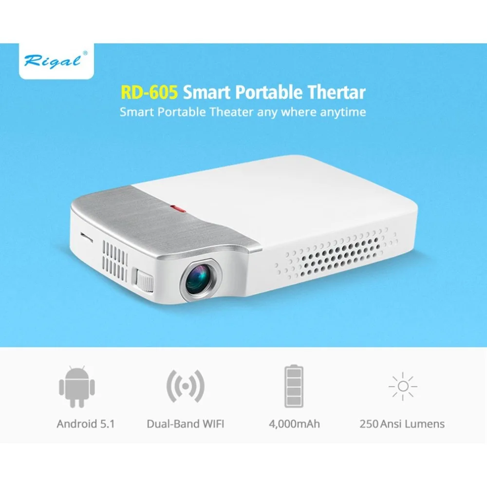 

RD-605+A Mini Projector WiFi Bluetooth 4,0 3D LED 2500 Lumens Optional Android Black