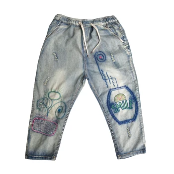 

Summer Spring Ripped Embroidery Boyfriend Jeans Women Loose Vintage Femme High Waist Plus Size Jean Ladies Denim Trousers