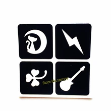 1 шт. 4 вида конструкций гитара Flash Cat поддельные трафареты татуировки для аэрографа Paiting рисунок женский водонепроницаемый шаблон татуировки