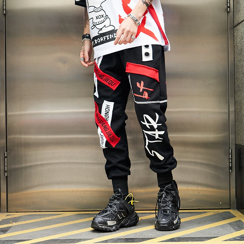 2019 для мужчин Уличная Мужские штаны для бега Письмо печати хип хоп дамские шаровары Одежда японский повседневные штаны США Размеры