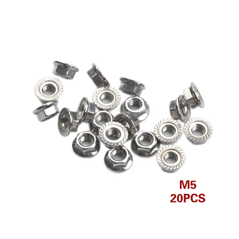 20 шт M3/M4/M5/M6/M8 DIN6923 304 из нержавеющей стали шестигранные соединительные гайки противоскользящие гайки набор