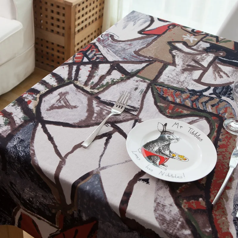 Classic Table Cloth Abstract Figure Individuality Rectangular tablecloth Home Dining Decoration Cotton Linen table cover | Дом и сад