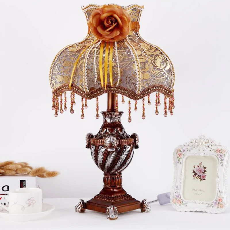 European palace carved table lamp light retro vintage classic Foyer