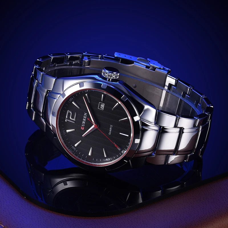 

New CURREN Top Brand Luxury Men Square Waterproof Sport Watches Men's Quartz Steel Wrist Watch Male Black Clock masculino