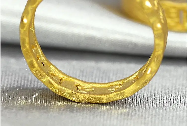 1 шт. Настоящее чистое 24K кольцо из желтого золота 4 мм Blessing Sutra буддийские слова для женщин и мужчин кольцо
