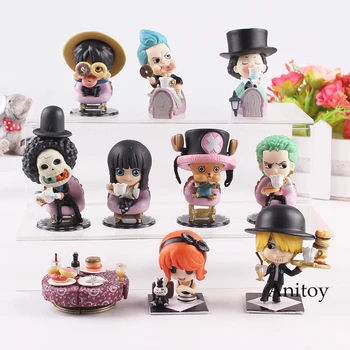 

One Piece Figure One Piece Anime Luffy Zoro Sanji Nami Franky Chopper Brook Robin Q Ver. Action Figure Toy 10pcs/set 4.5-6cm