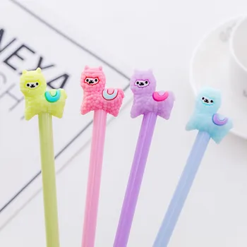 

10pcs/lot Cute alpaca Cartoon animal gel pen writing pens stationery plastic material office school supplies papelaria kids gift